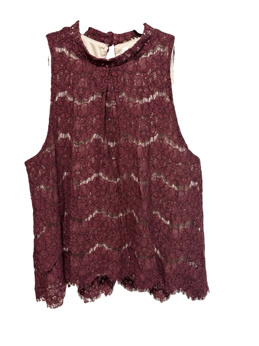 love, Fire Burgundy Lace Mock Neck Camisole